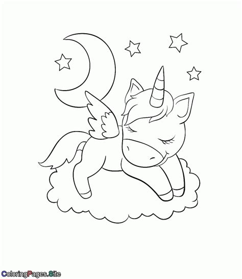 Unicorn Sleeping On A Cloud Coloring Page
