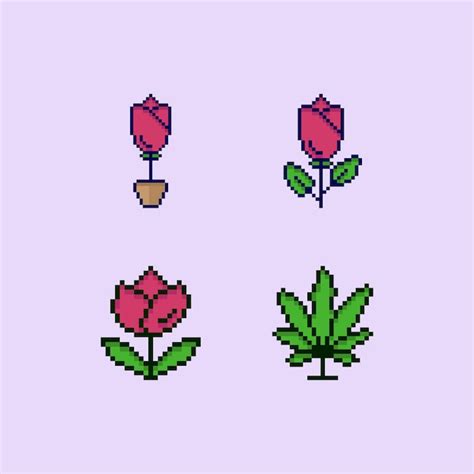 premium vector flat design flower pixel art illustration