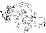 Birthday Coloring Pooh Winnie Happy Pages Dad Kids Printable Colouring Eeyore Color Party Clipart Mom Friends Disney Tigger Rocks Piglet sketch template