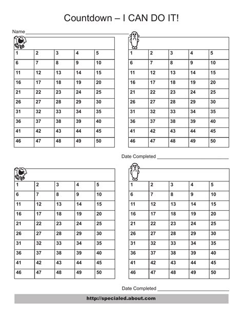 daily countdown chart  printable  templateroller