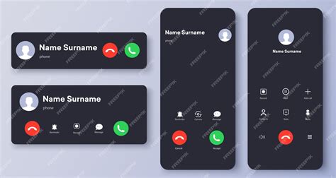 premium vector incoming call voicemail screen smartphone interface template flat ui ux