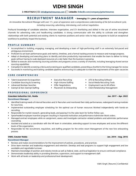 recruitment manager resume examples template  job winning tips