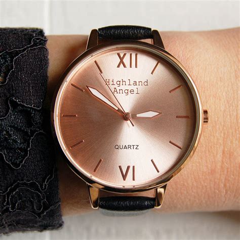 ladies watch with leather strap by highland angel