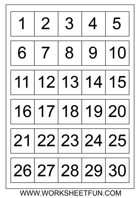 printable numbers    printable numbers printable calendar