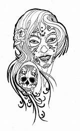 Skull Sugar Print Tattoo Coloring Clipart Designs Pages Drawing Adult Printable Tattoos Flash Adults Library Mexican Clip Cliparts Lady Girly sketch template