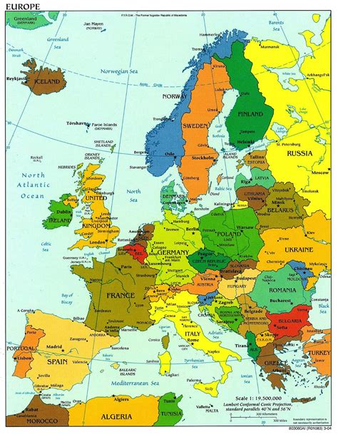 politische landkarte von europa  englisch weltatlas