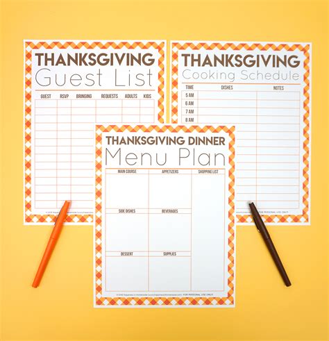thanksgiving planning printables