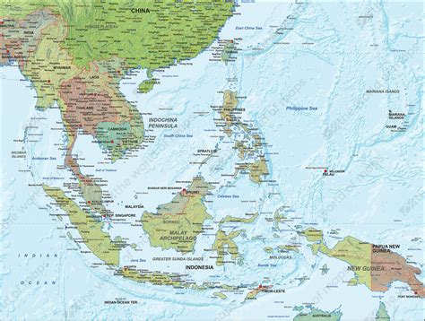 printable southeast asia map labeled  countries