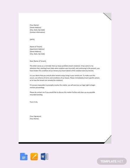 sample warning letter templates google docs ms word pages