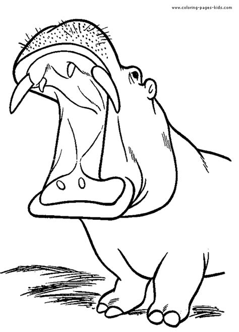 big yawning hippo color page