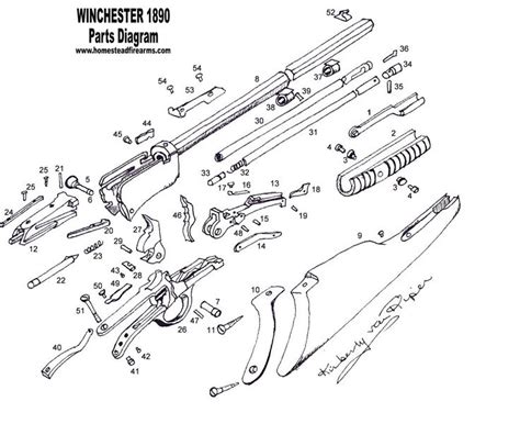 winchester model  schematic parts diagram winchester  homestead parts  antique