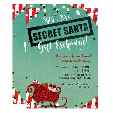 secret santa gift exchange christmas holiday party invitation zazzlecom