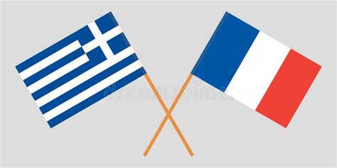 greece and france crossed greek and french flags