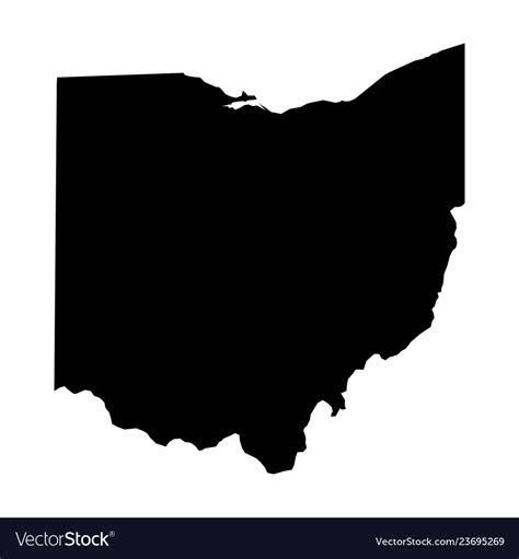 ohio state  usa solid black silhouette map  vector image