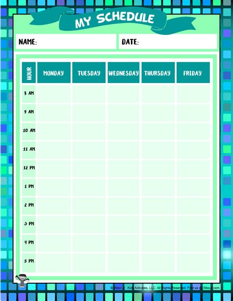 printable kids schedule   woo jr kids activities childrens publishing