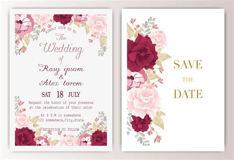 wedding invitation card  colourful floral  leaves  vector art  vecteezy