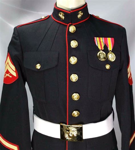 usmc marine corps dress blues blouse sz   belt  buckle