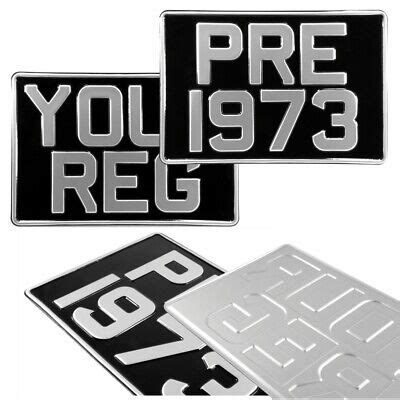 square  black  silver pressed number plates metal classic