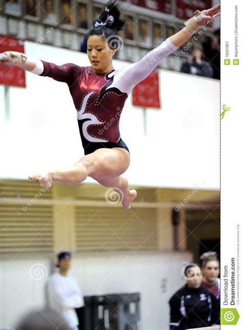 Kathryn Ho Temple Gymnastics Balance Beam Split Editorial Photography