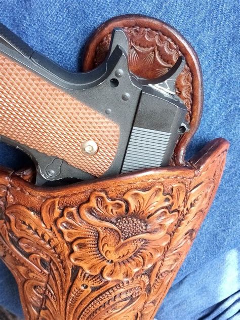 hand tooled  holster leather pancake  holster holsters leather crafts leather