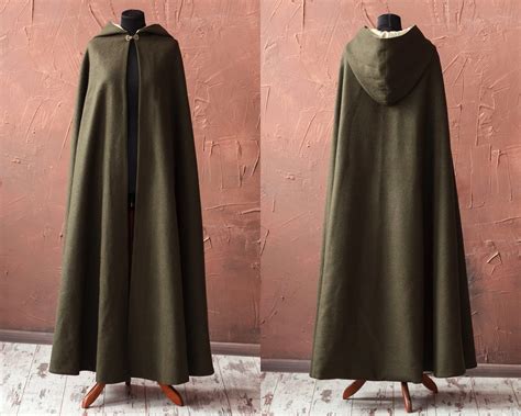 long wool cloak  hood fantasy medieval cloak hooded cape etsy