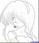 Coloring Anime Pages Sad Girl Getdrawings sketch template