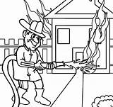 Coloring Fire Pages House Fighter Saving Kids sketch template
