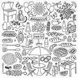 Doodle Barbecue Party Doodles Cooking Set Vector Drawing Elements Illustration Draw Hand Preview Zapisano Google sketch template