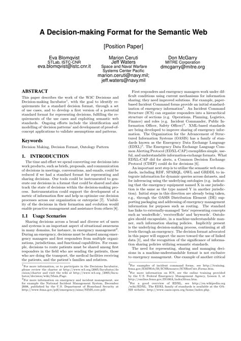 decision making format   semantic web position paper