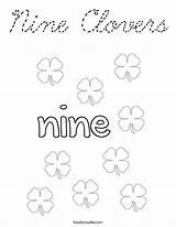 Coloring Nine Clovers Cursive Built California Usa sketch template