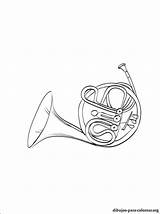 Colorear Corno Trompa Instrumentos Musicales sketch template