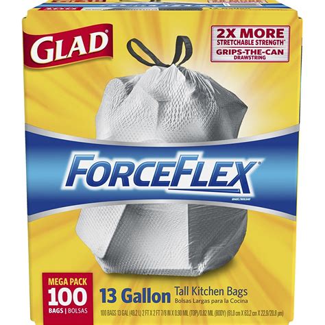 Glad Forceflex Tall Kitchen Cloroxpro Drawstring Trash Bags 13 Gallon