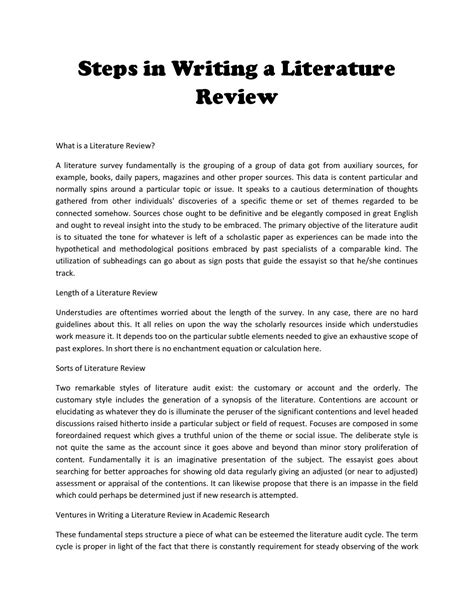 steps  writing  literature review  literary devices issuu