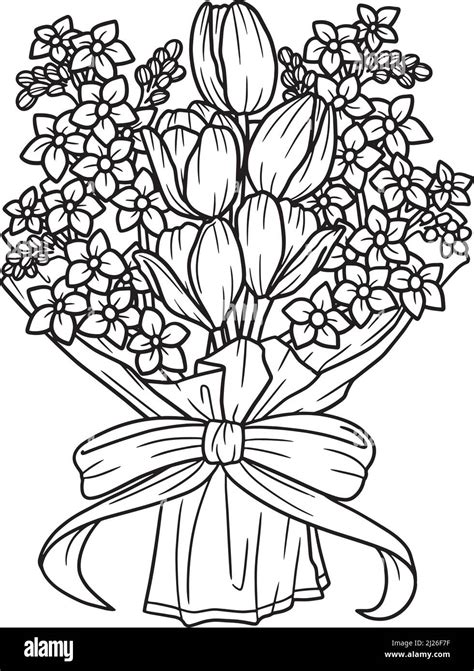 flower bouquet coloring page  adults stock vector image art alamy
