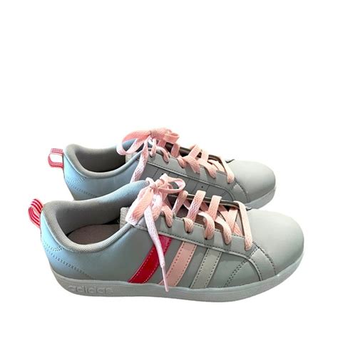 adidas shoes adidas neo girls gray leather  top lace  sneakers shoes girls size