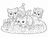 Coloring Christmas Cat Pages Printable Colouring Kitty Dog Kids Printables Museprintables Pdf Adult Paper Visit Choose Board sketch template
