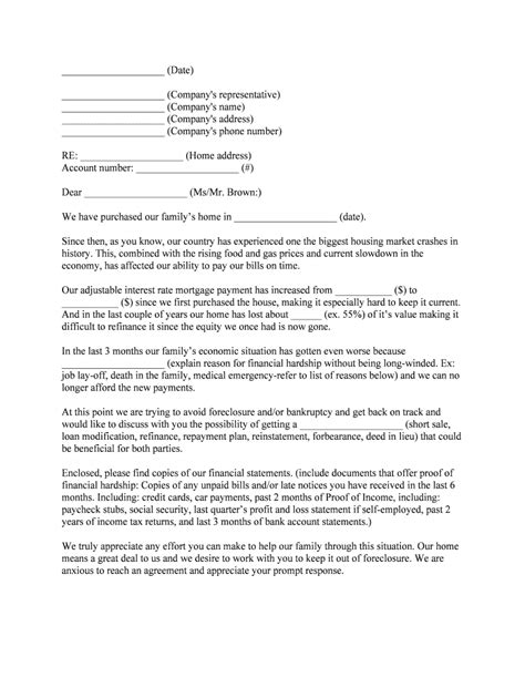 mortgage hardship letter template sample form fill   sign