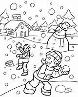 Winter Pages Scenes Coloring Colouring Kids Color Snowball Snowballs Small Printable Colourin Snow Worksheets sketch template