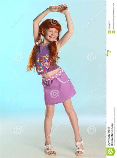 Little Redhead Pre Teen Fashion Girl Model In A Summer