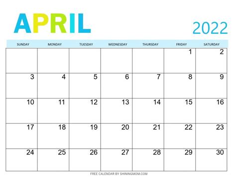 printable april  calendar   designs