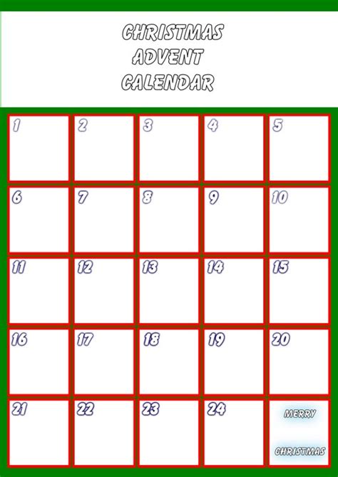 advent calendar printable template