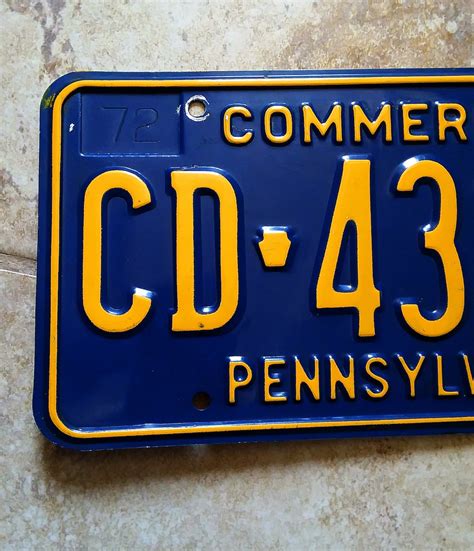 pennsylvania commercial license plate  blue yellow etsy