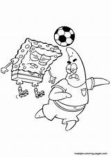 Spongebob Patrick Coloring Pages Soccer Playing Squarepants Cartoons Print Maatjes Kids Star Characters sketch template