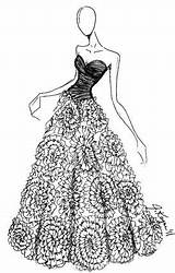 Prom Dress Gown Ball Swirl Ruffle Dresses Template Quince Coloring Pages Johnathan Kayne Iridescent Sketch Girl sketch template