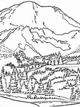 Coloring Pages Mountain Mountains Drawing Adults Library Clipart Yellowstone National Park sketch template