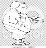 Clip Outline Eating Fat Coloring Fast Illustration Woman Food Vetor Royalty Djart sketch template