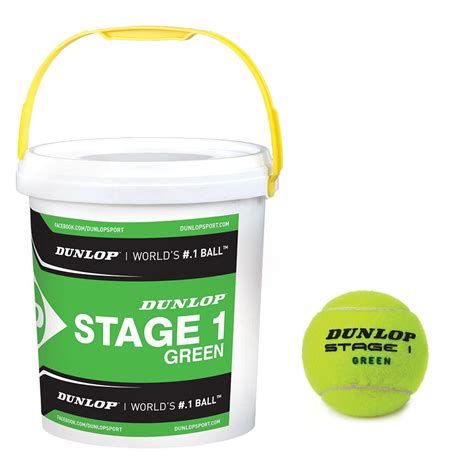 dunlop stage  green mini tennis balls  ball bucket