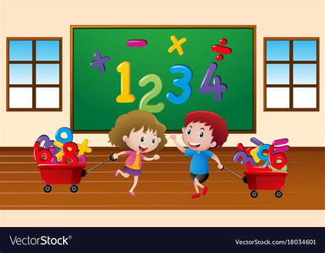 kids learning math  classroom royalty  vector image