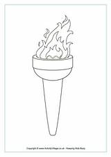 Olympic Colouring Torch Pages Kids Rings sketch template