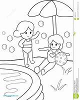 Pool Swimming Coloring Pages Girls Summer Kid Kids Drawing Getdrawings Template Preview sketch template